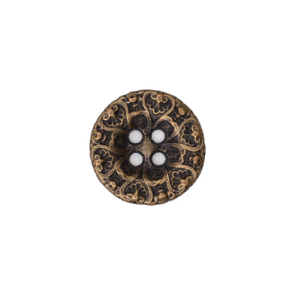 Italian Antique Gold Ornate Metal Zamac Button - 24L/15MM