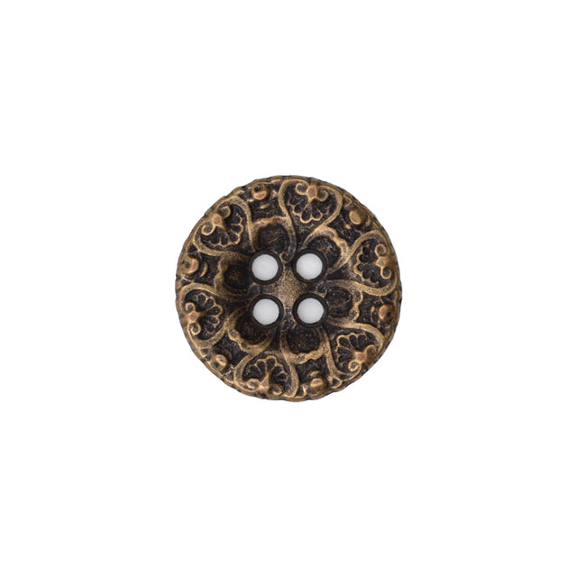 Italian Antique Gold Ornate Metal Zamac Button - 24L/15MM