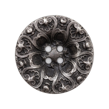 Italian Antique Silver Ornate Metal Zamac Button - 44L/28mm