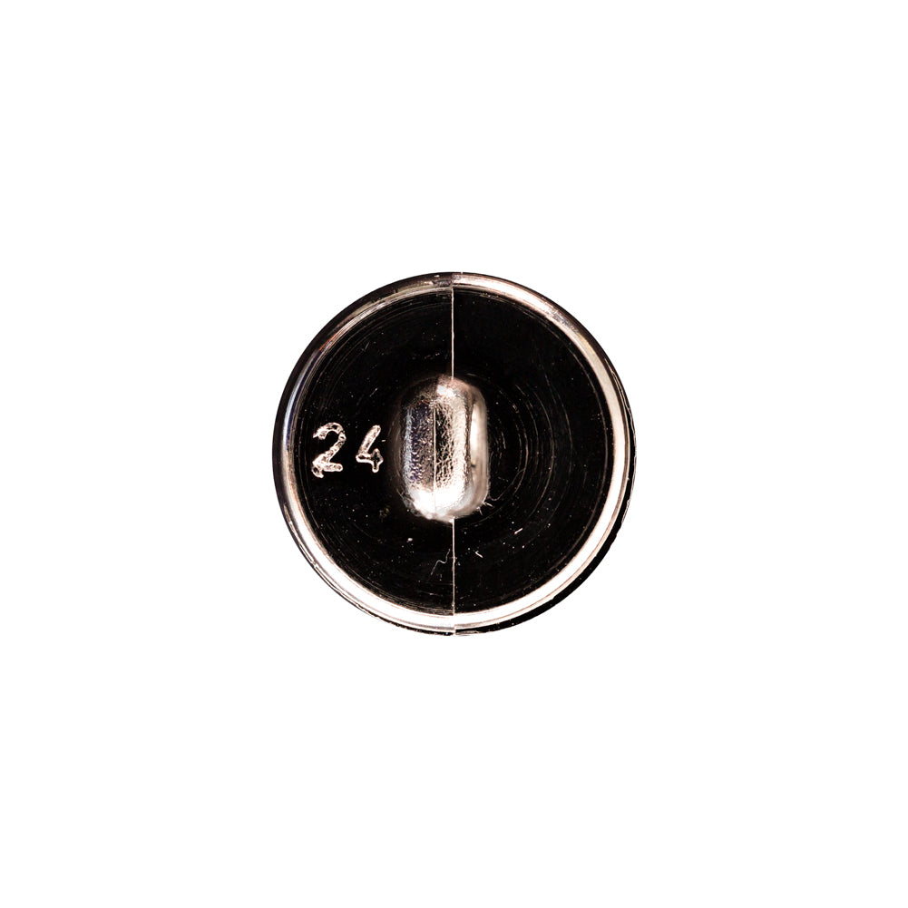 Italian Silver Domed Plastic Shank-Back Button - 24L/15mm Detail