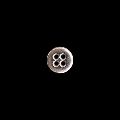 Italian Silver Metal 4-Hole Button - 14L/9mm Detail