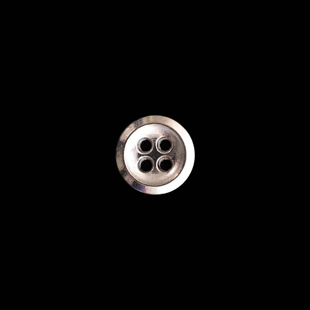 Italian Silver Metal 4-Hole Button - 16L/10mm