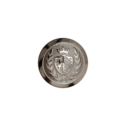 Italian Silver Crest Metal Shank Button - 24L/15mm