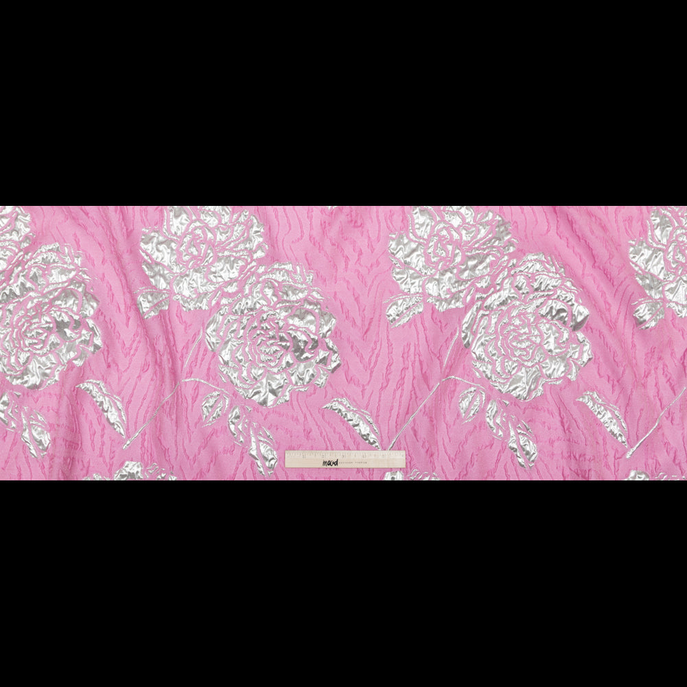 Metallic Silver and Wild Orchid Rosy Luxury Brocade Full