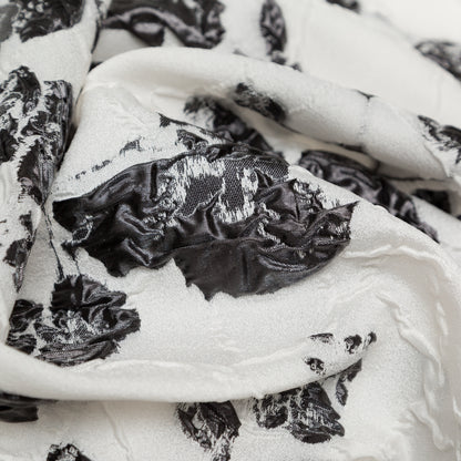 Metallic Black and White Alyssum Rosy Luxury Brocade - Detail