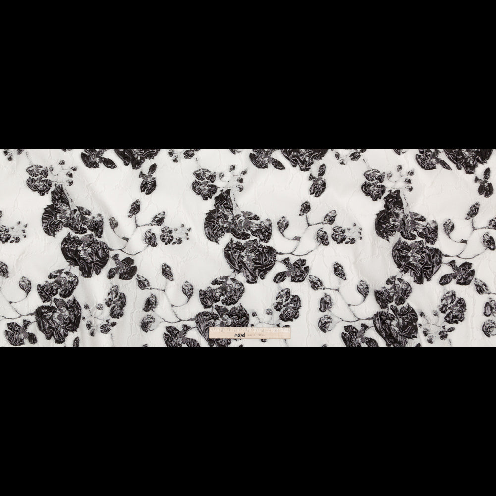 Metallic Black and White Alyssum Rosy Luxury Brocade - Full
