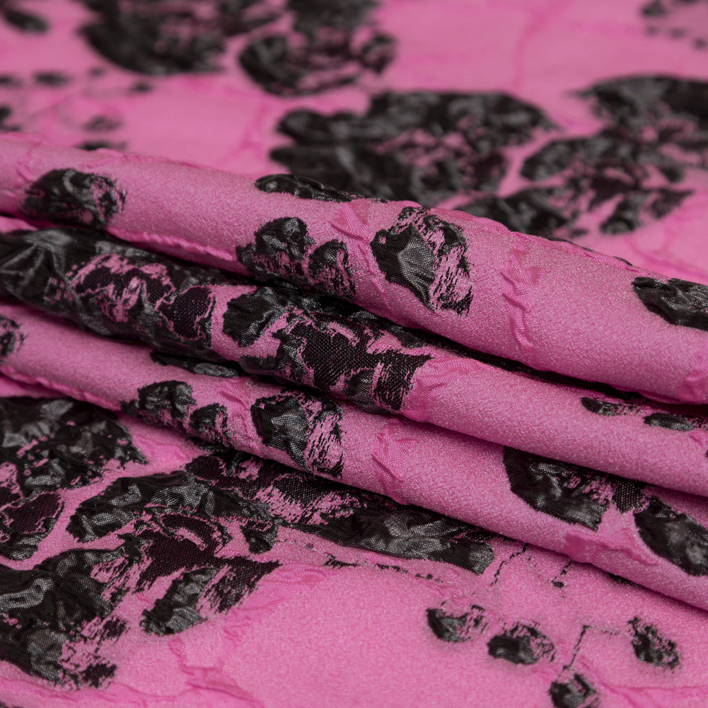 Metallic Black and Sachet Pink Rosy Luxury Brocade - Folded