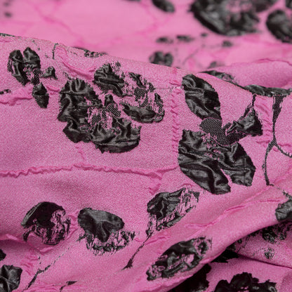 Metallic Black and Sachet Pink Rosy Luxury Brocade - Detail