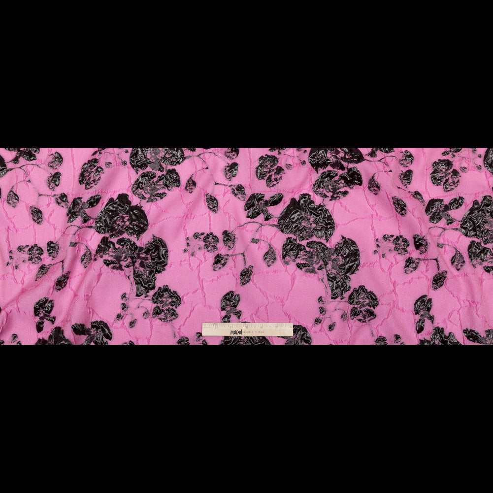 Metallic Black and Sachet Pink Rosy Luxury Brocade - Full