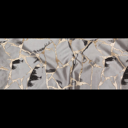 Metallic Gold, London Fog and Black Satin-Faced Abstract Luxury Brocade Full