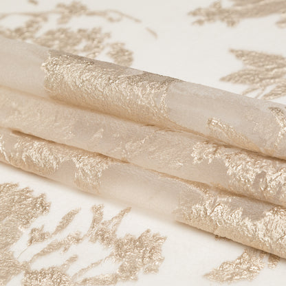 Metallic Golden Egg and Warm Sand Abstract Luxury Organza Brocade Folded