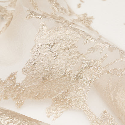 Metallic Golden Egg and Warm Sand Abstract Luxury Organza Brocade Detail