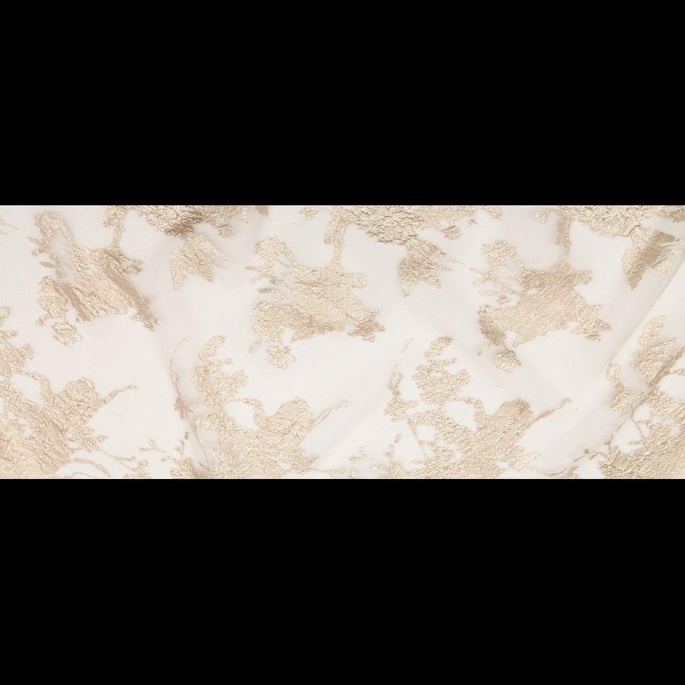 Metallic Golden Egg and Warm Sand Abstract Luxury Organza Brocade Full
