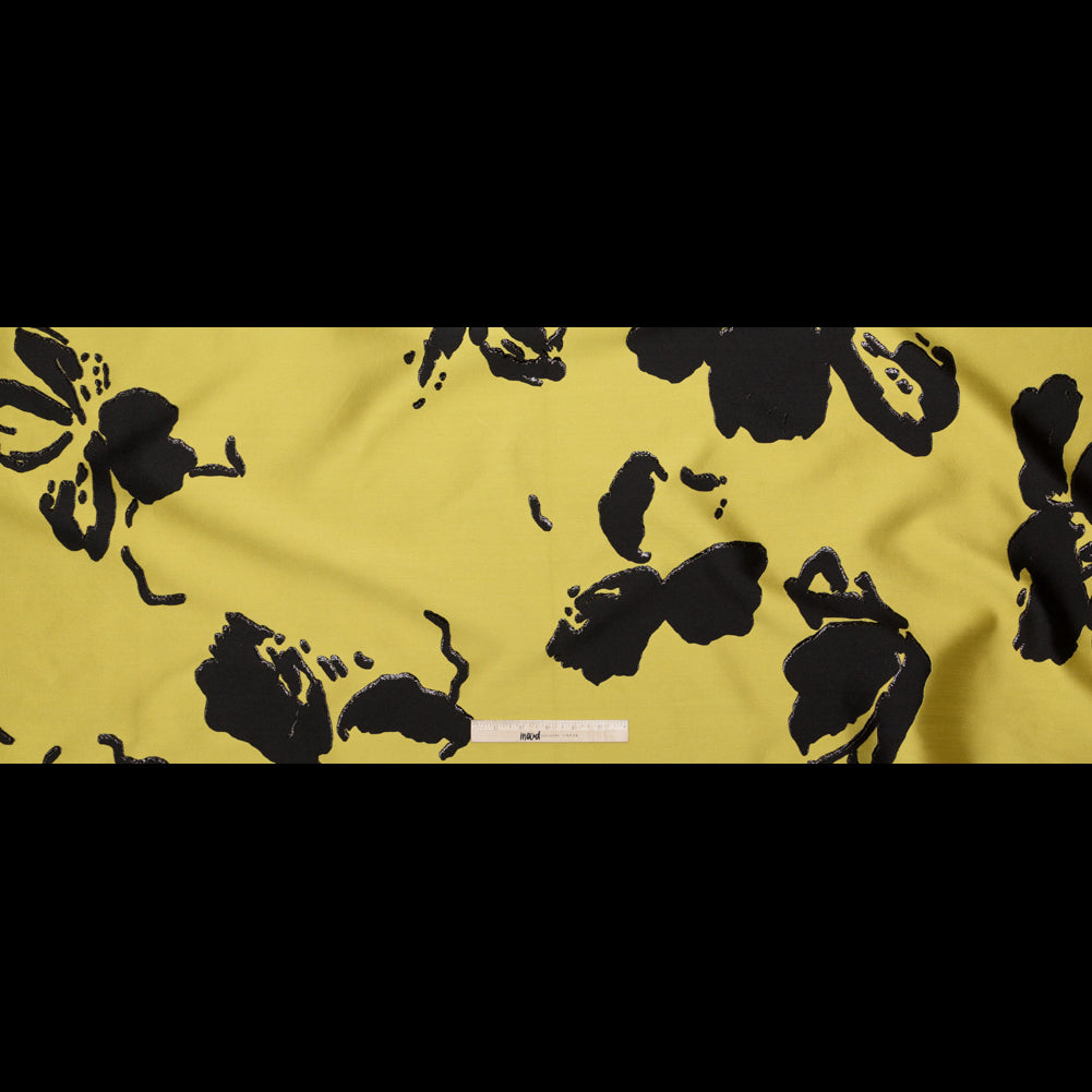 Metallic Abstract Jacquard Lame - Black and Blazing Yellow Full