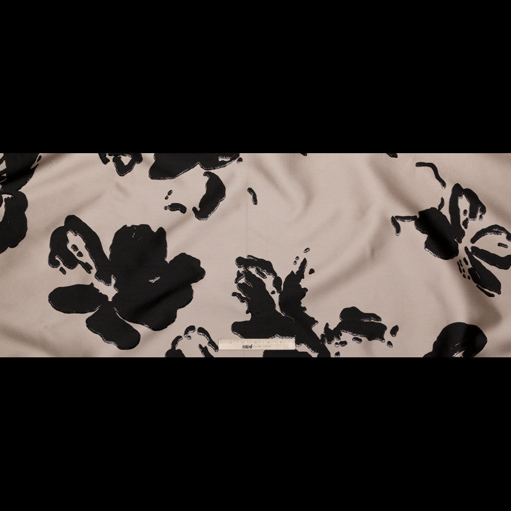 Metallic Black and Mushroom Abstract Luxury Jacquard Lame - Full