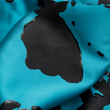 Metallic Black and Barrier Reef Abstract Luxury Jacquard Lame - Detail