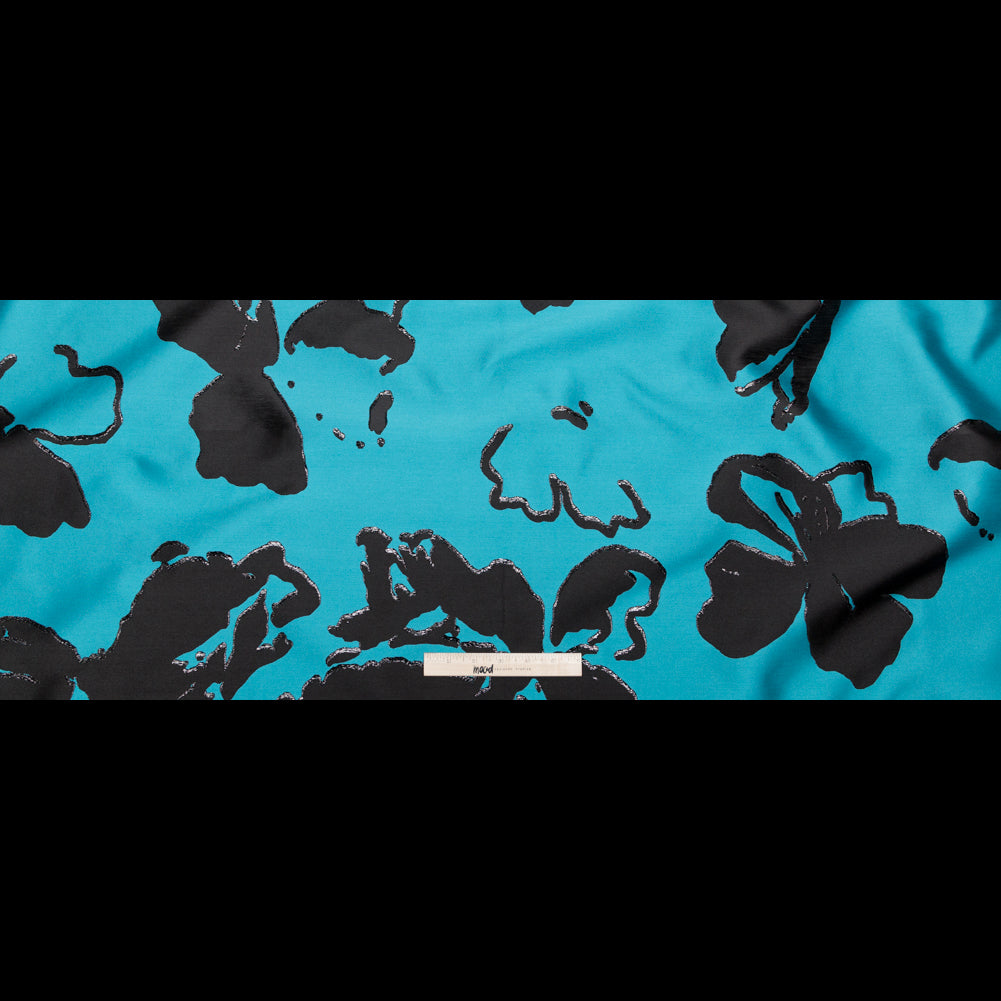 Metallic Black and Barrier Reef Abstract Luxury Jacquard Lame - Full