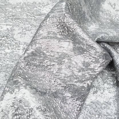 Metallic Silver and Moonstruck Abstract Luxury Brocade Detail