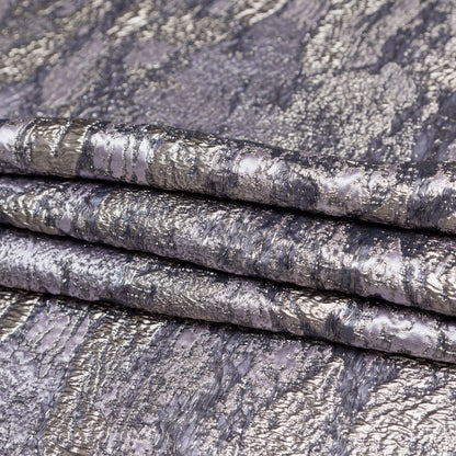 Metallic Aluminum and Orchid Haze Abstract Luxury Brocade Folded