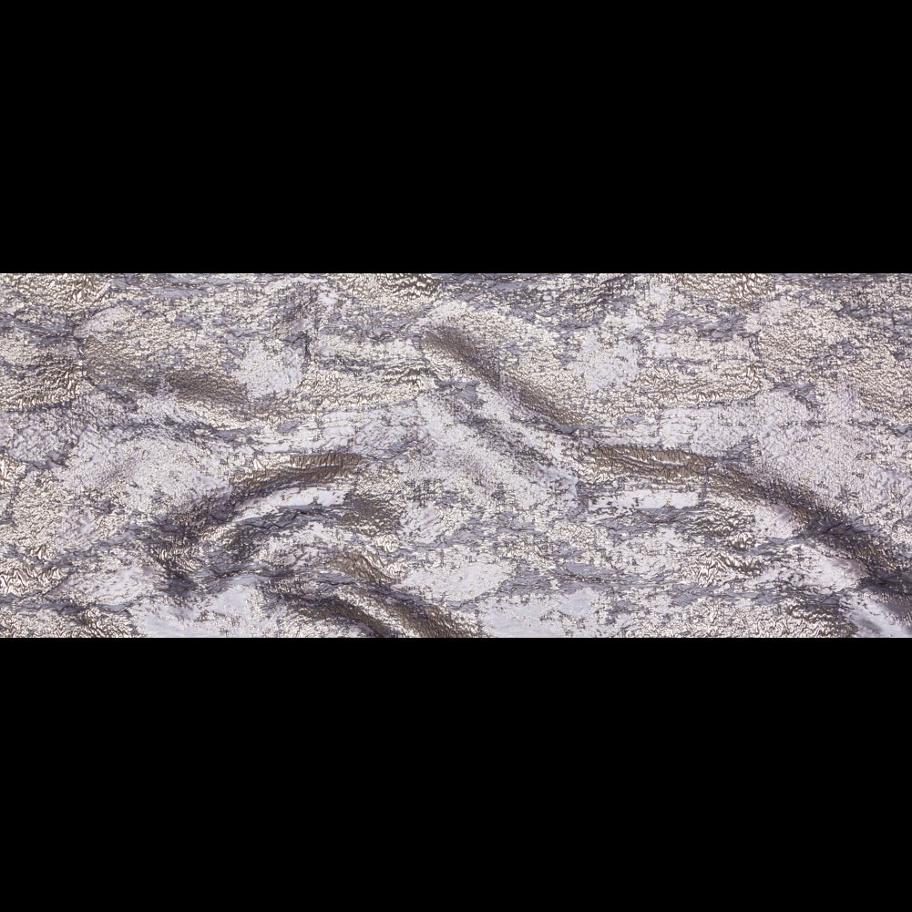 Metallic Aluminum and Orchid Haze Abstract Luxury Brocade Full