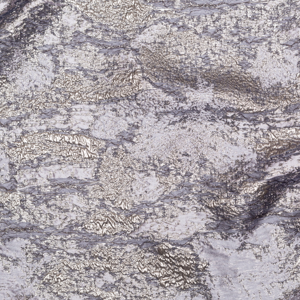 Metallic Aluminum and Orchid Haze Abstract Luxury Brocade