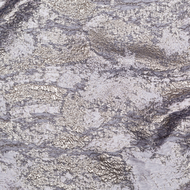 Metallic Aluminum and Orchid Haze Abstract Luxury Brocade