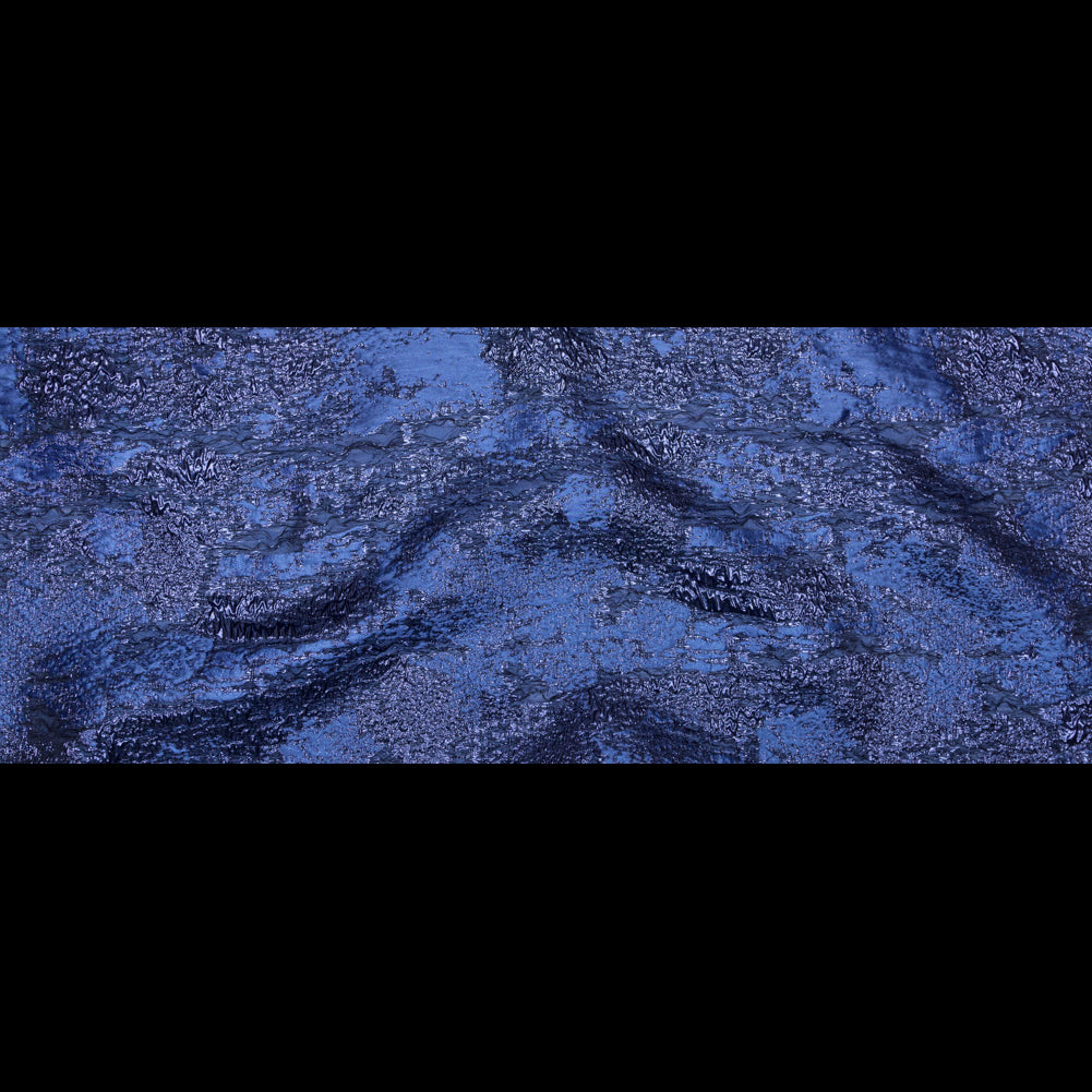 Metallic Blue Morpho and Navy Peony Abstract Luxury Brocade Full