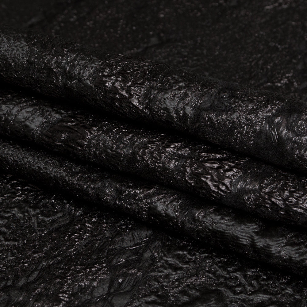 Metallic Black Abstract Luxury Brocade Folded