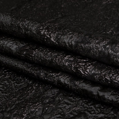 Metallic Black Abstract Luxury Brocade Folded