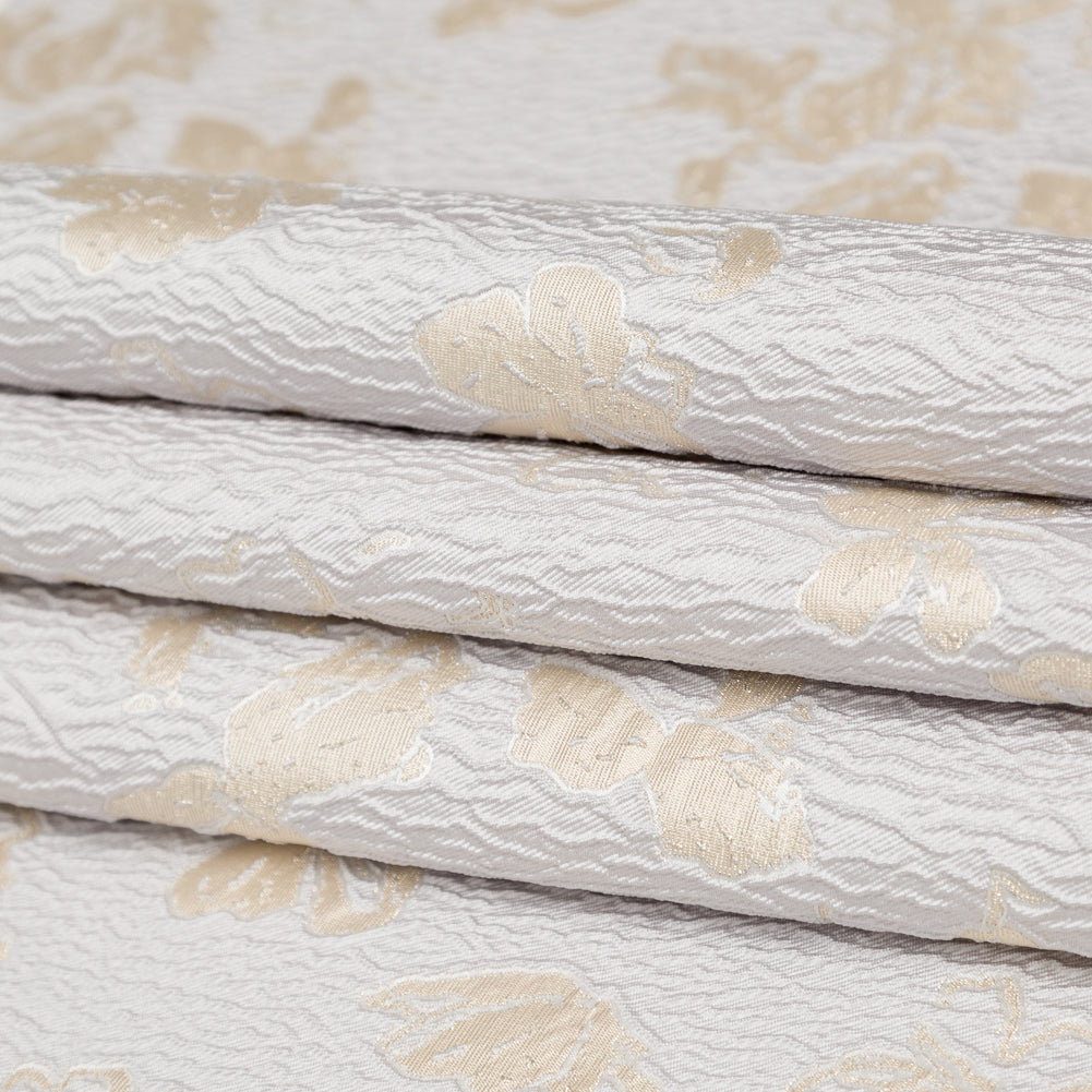 Metallic Aloe Wash and White Sand Floral Luxury Brocade - Folded