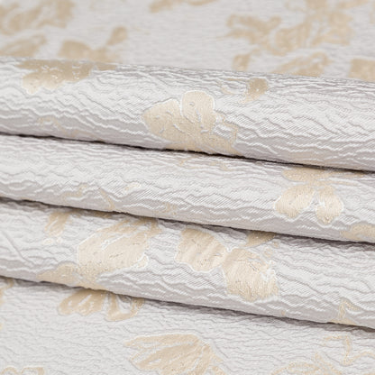 Metallic Aloe Wash and White Sand Floral Luxury Brocade - Folded