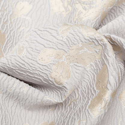 Metallic Aloe Wash and White Sand Floral Luxury Brocade - Detail