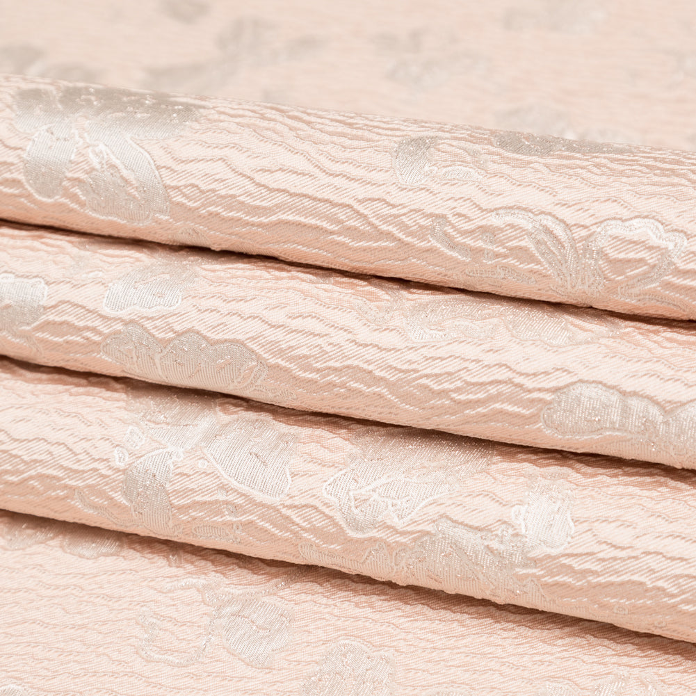 Metallic Dusty Pink and Linen Floral Luxury Brocade Folded