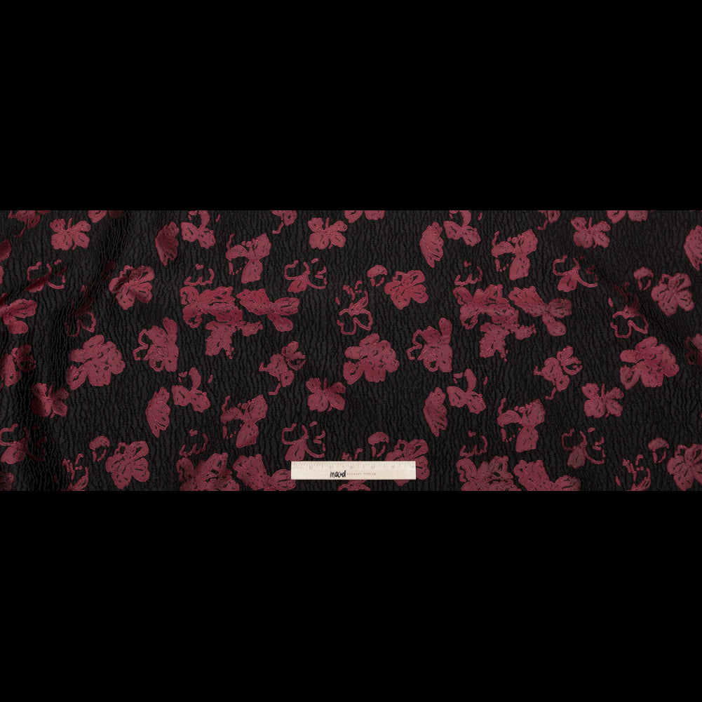 Metallic Black and Rhododendron Floral Luxury Brocade Full