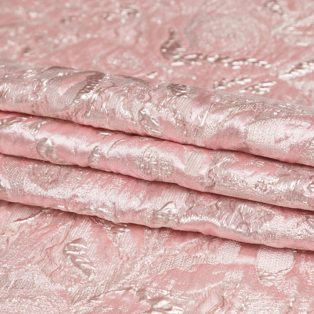 Metallic Pink Dogwood and Pink Icing Rosy Luxury Brocade Folded