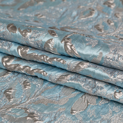 Metallic Zinc and Tourmaline Rosy Luxury Brocade - Folded