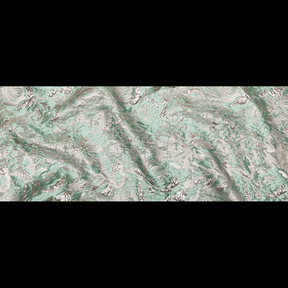 Metallic Simply Taupe and Winter Green Rosy Luxury Brocade Full