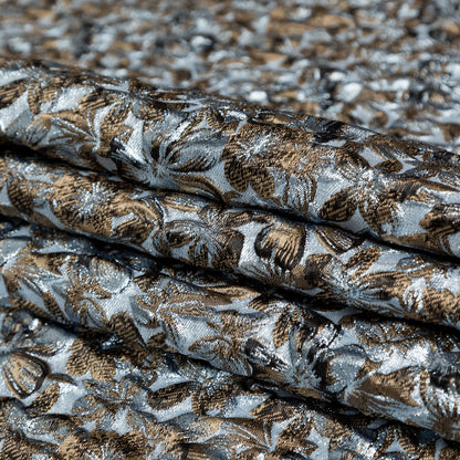 Metallic Quarry and Kangaroo Floral Luxury Brocade - Folded