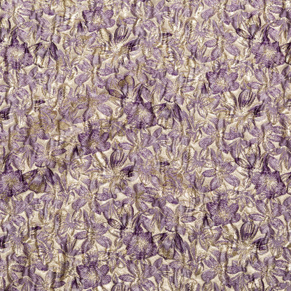 Metallic Sesame and Shadow Purple Floral Luxury Brocade