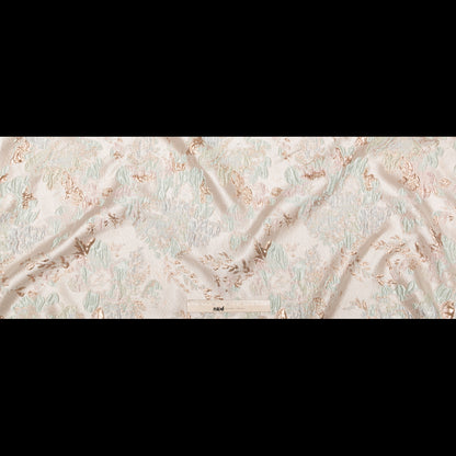 Metallic Bright Gold, Milky Green and Icelandic Blue Floral Luxury Brocade - Full