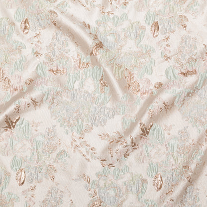 Metallic Bright Gold, Milky Green and Icelandic Blue Floral Luxury Brocade