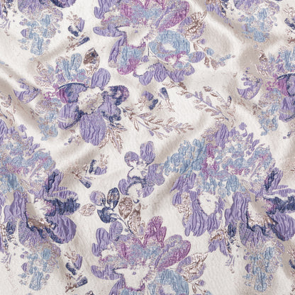 Metallic Champagne, Rainy Day and Deep Wisteria Floral Luxury Brocade