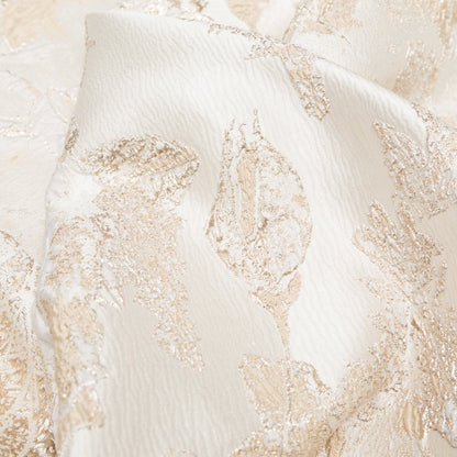 Metallic Bright Gold and Crystal Gray Floral Luxury Brocade Detail