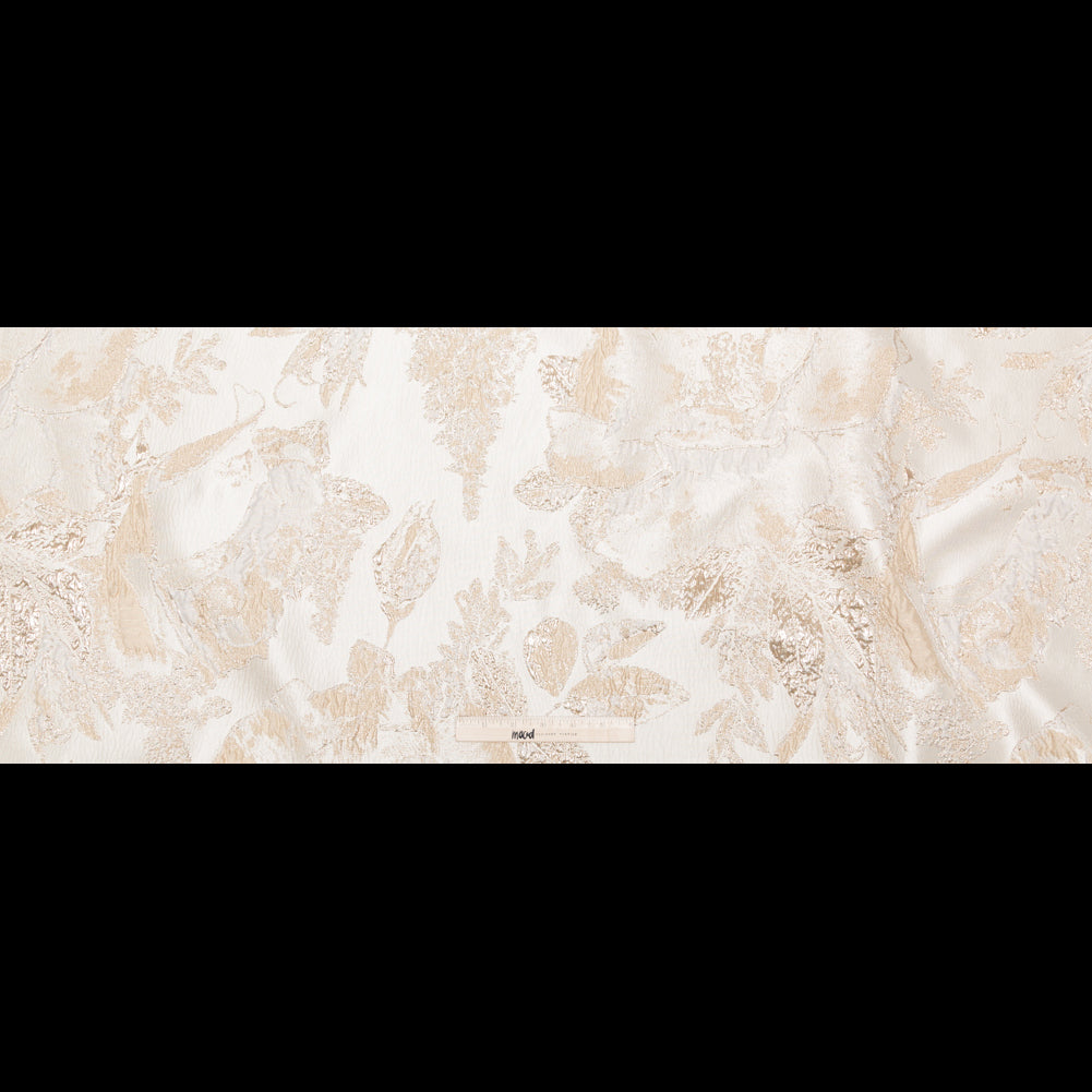 Metallic Bright Gold and Crystal Gray Floral Luxury Brocade Full