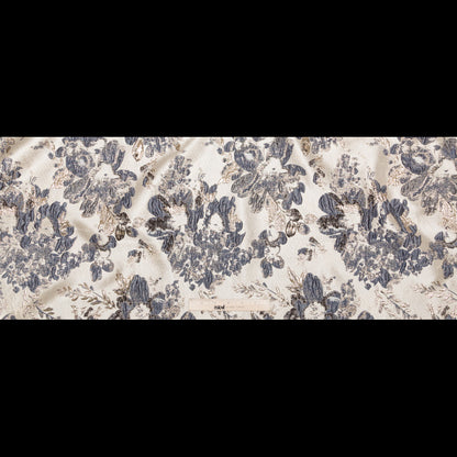 Metallic Bright Gold, Oyster Gray and Odyssey Gray Floral Luxury Brocade Full