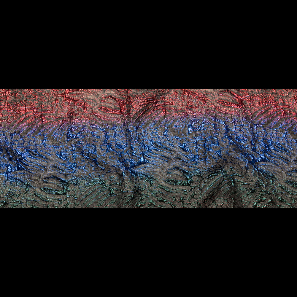 Metallic Space Cherry, Blue Morpho and Emerald Abstract Ombre Luxury Brocade - Full
