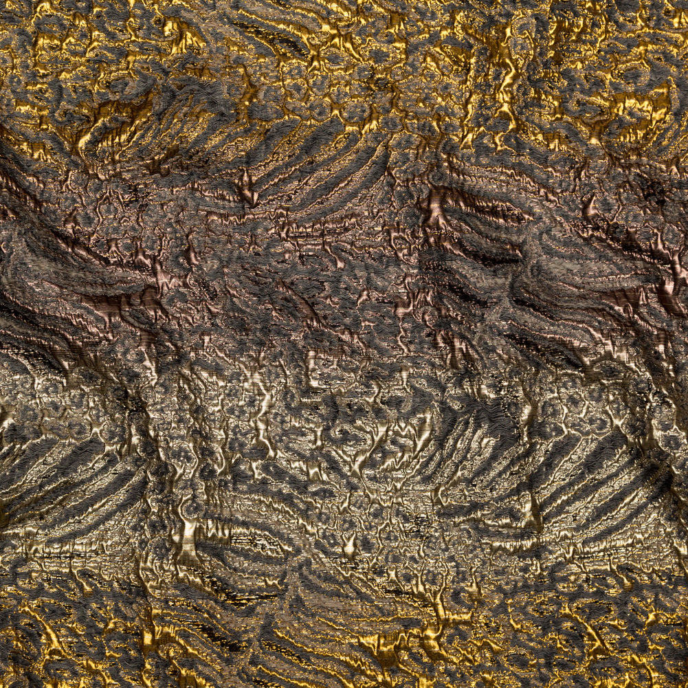Metallic Bright Gold, Bronze and Winter Twig Abstract Ombre Luxury Brocade