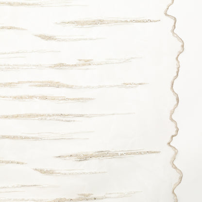 Metallic Off-White Fancy Beaded and Embroidered Lace with Scalloped Edges