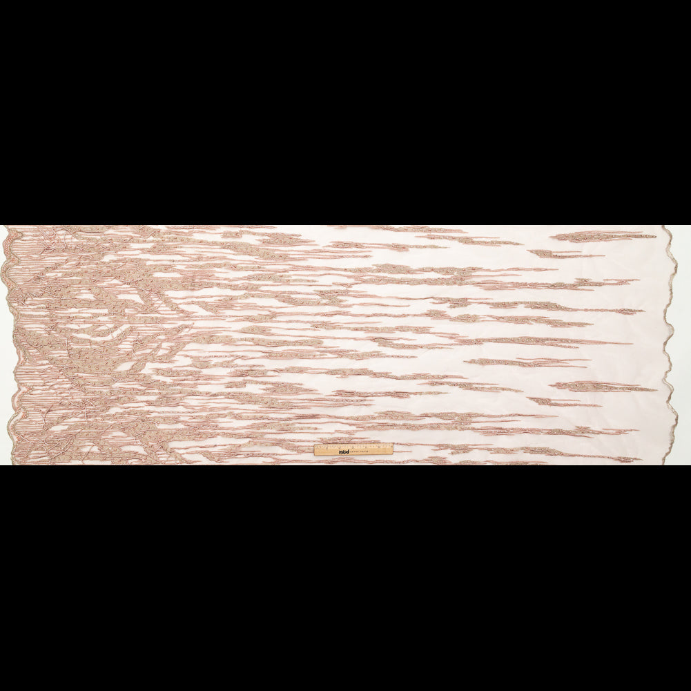 Metallic Etherea Fancy Beaded and Embroidered Lace with Scalloped Edges - Full