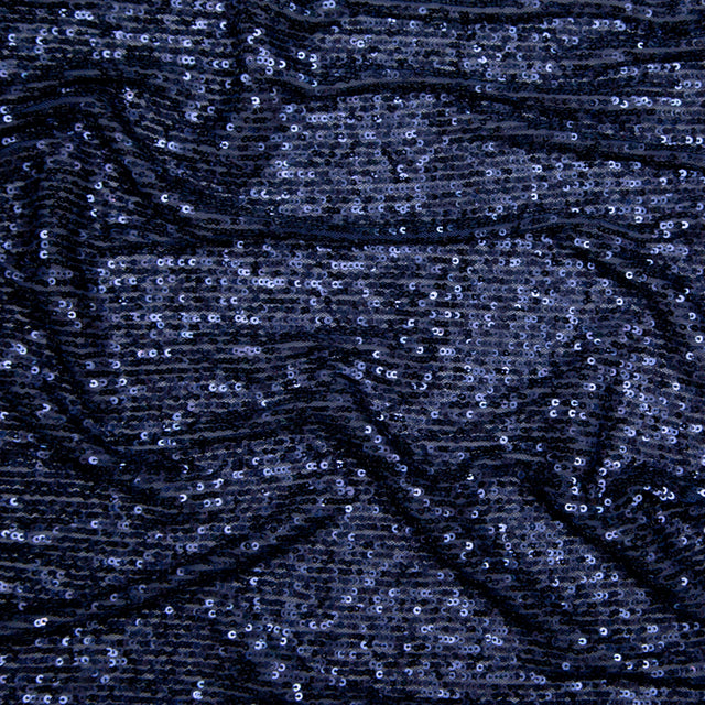 Navy Striped Baby Sequins on Stretch Mesh